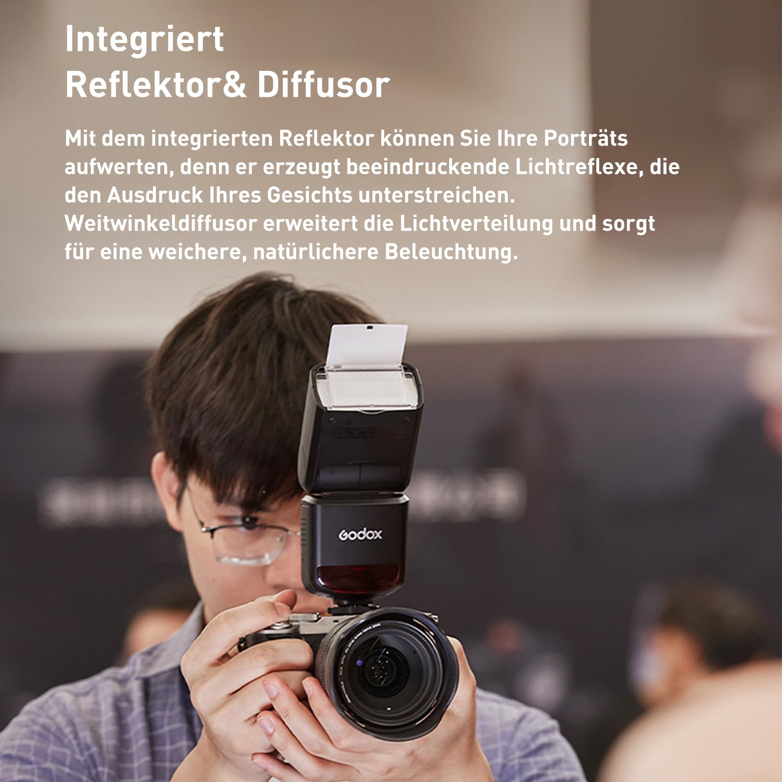 GODOX TT520III Kamerablitz Speedlite mit RT-16 Werfer, 433MHz Wireless Flash GN33 S1/S2 Optische Steuerung, Single Contact Hot Shoe Design, Batteriebetrieb, Kompatibel für Kameras