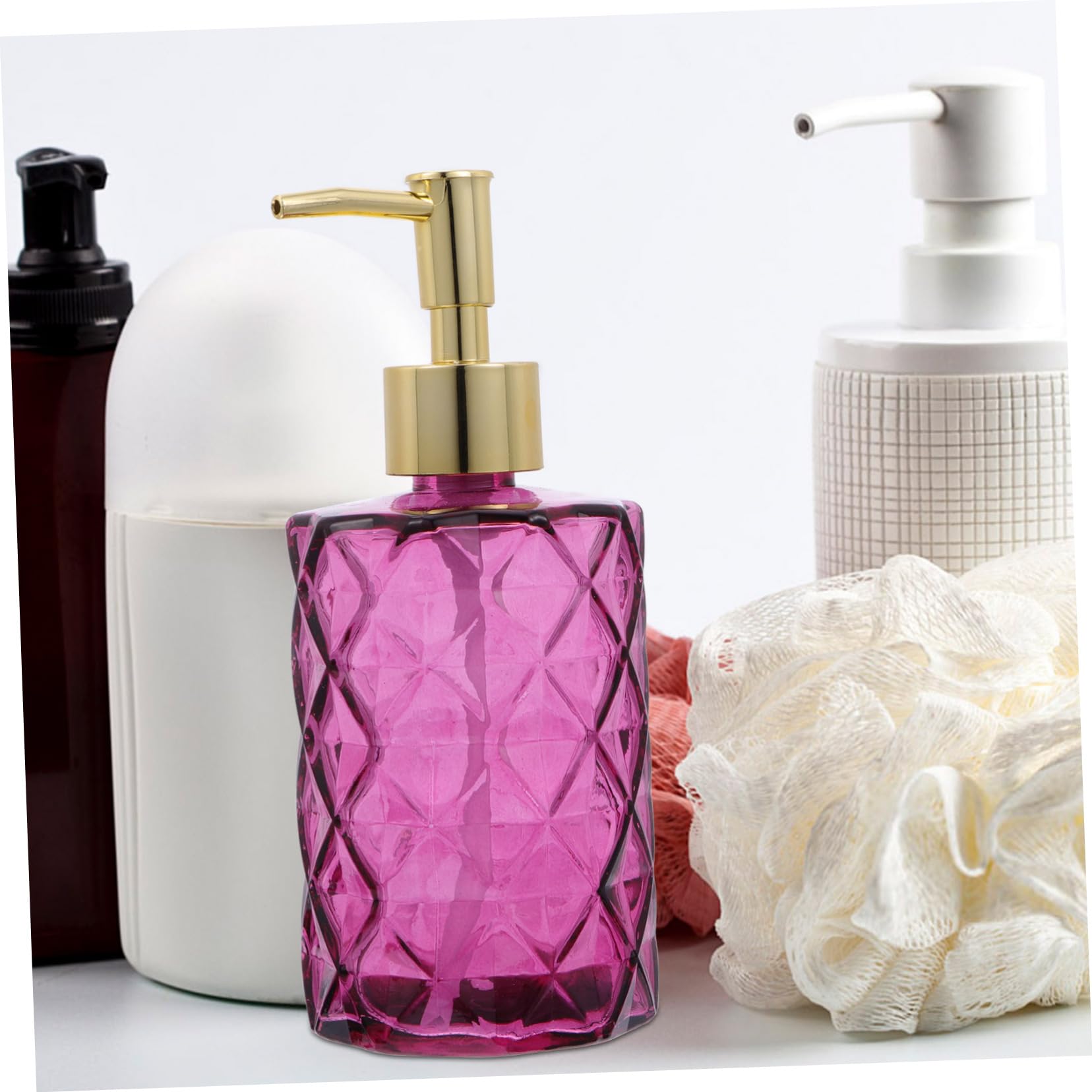 Set 3 Flaconi Dispenser a Pompa in Vetro per Shampoo