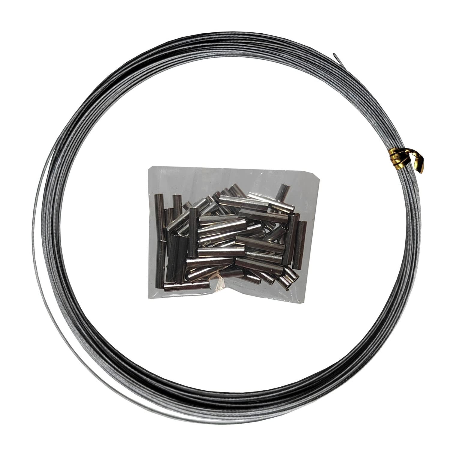 32.8ft/10metres 7 Strands Fishing Stainless Steel Wire Leader Super Soft Nylon Coated Fishing Leader with 50pcs Sleeves Stopper (10m-10LBS)