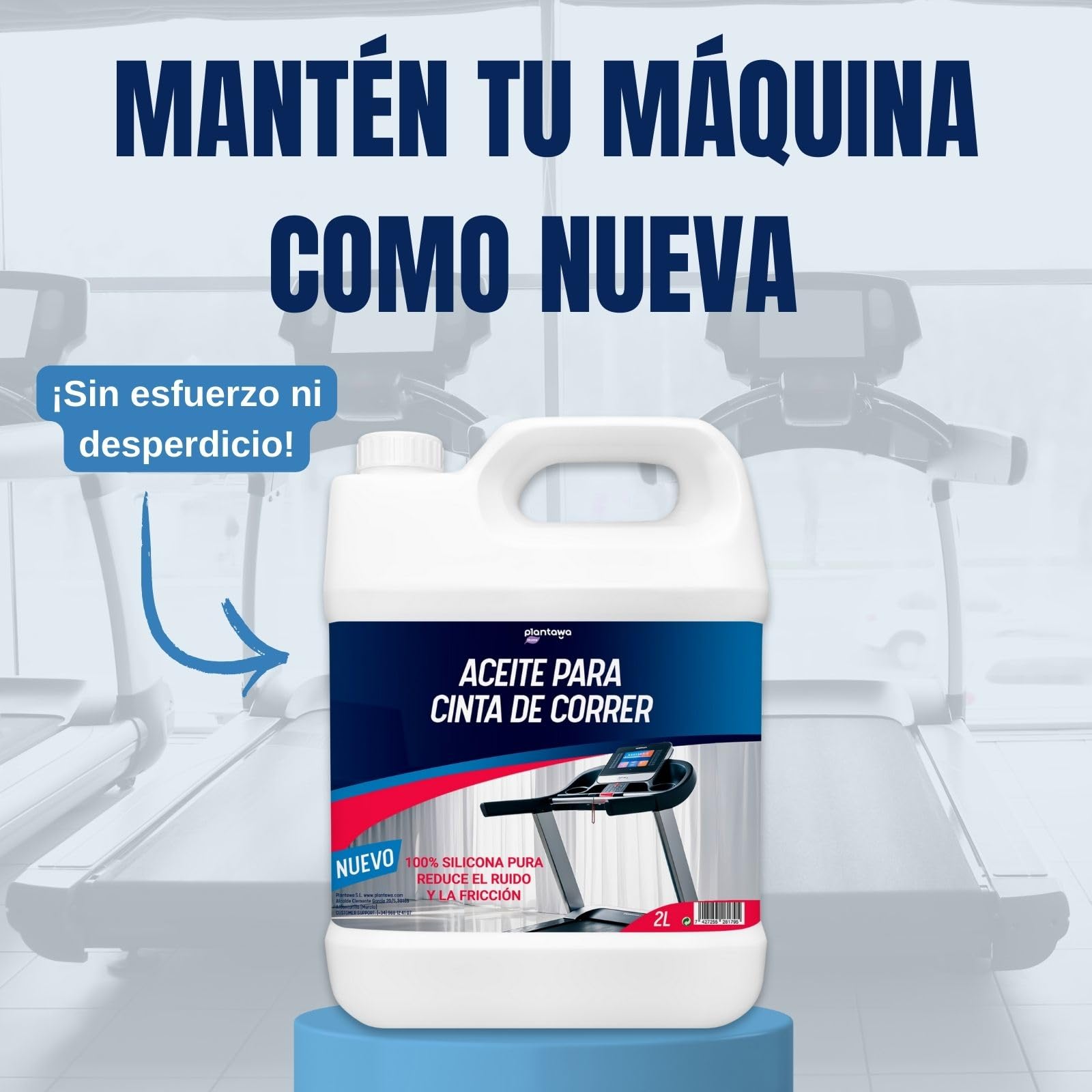 Plantawa Aceite para Cintas de Correr 2L | Lubricante Silicona Cinta Correr. Ideal para Gimnasios, Cintas Domésticas. Aplicación Precisa. Apto para todas las cintas de correr.