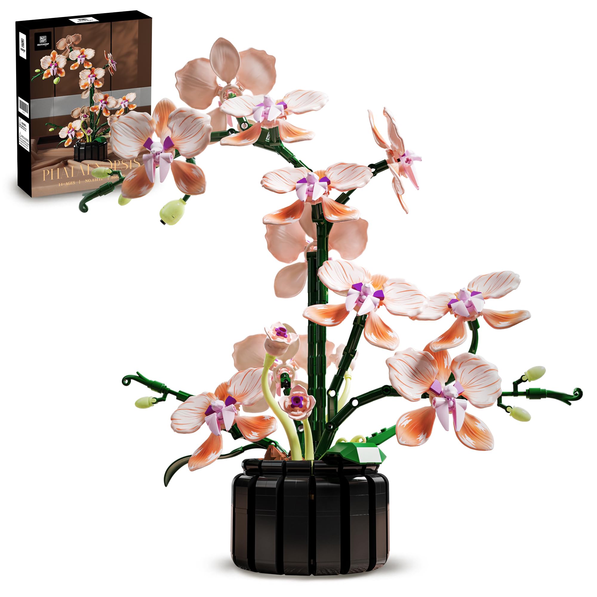 Amazon.com: Nayihoop Orchid Building Sets Artificial Flowers Plant