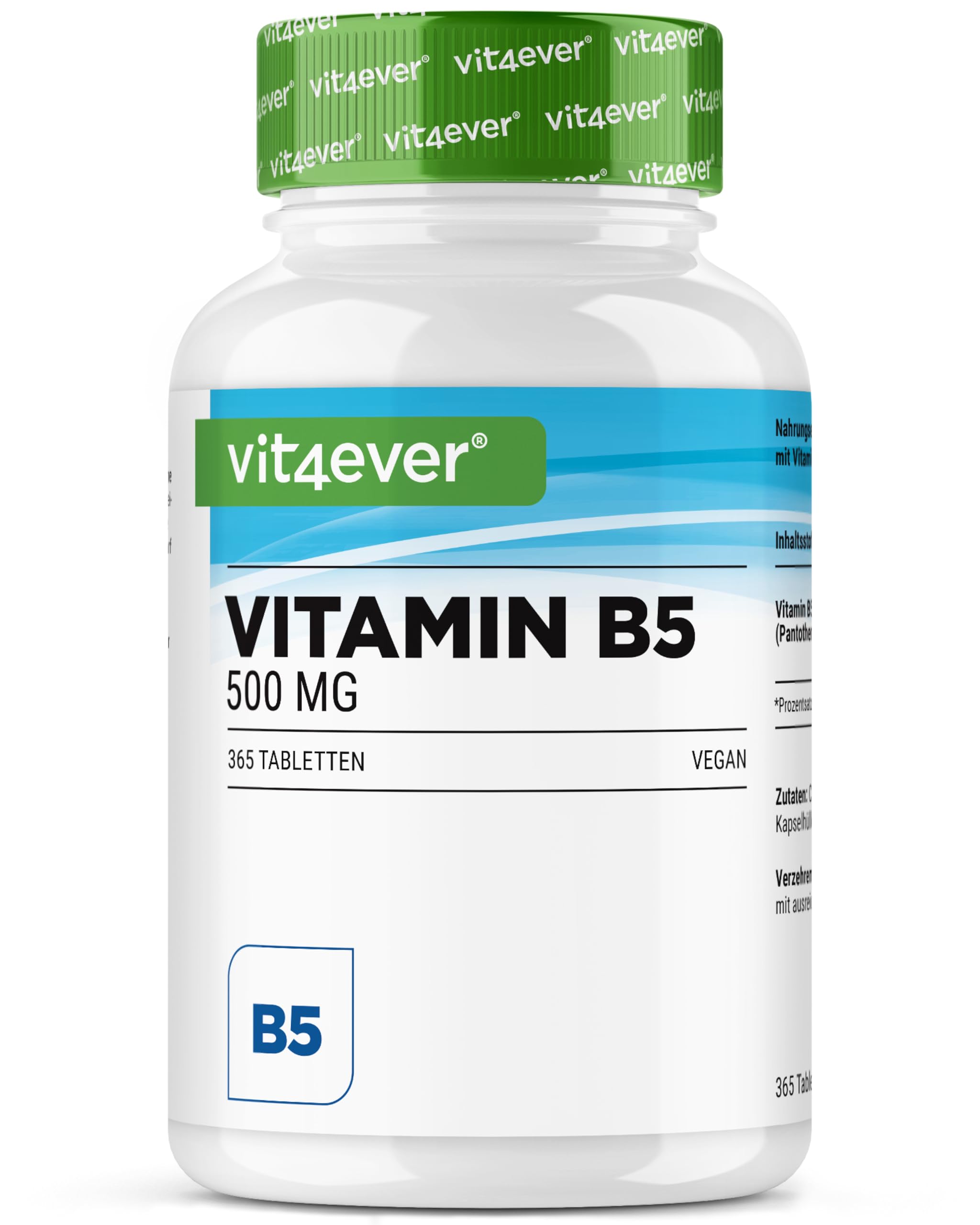 Vitamina B5 500mg - 365 Comprimidos (1 Ano)