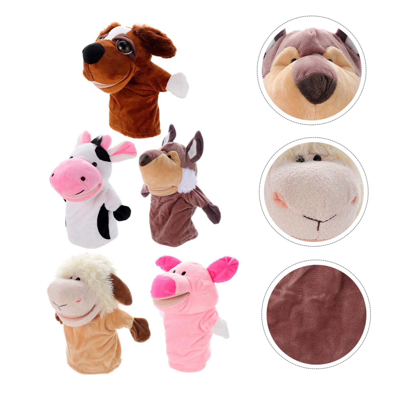 Marionetas de Mano de Juguete 5piezas de Felpa Corta PP | Animales para Adultos y Papá, Juego de Rol E Interacción, para Cuentos y Presentaciones