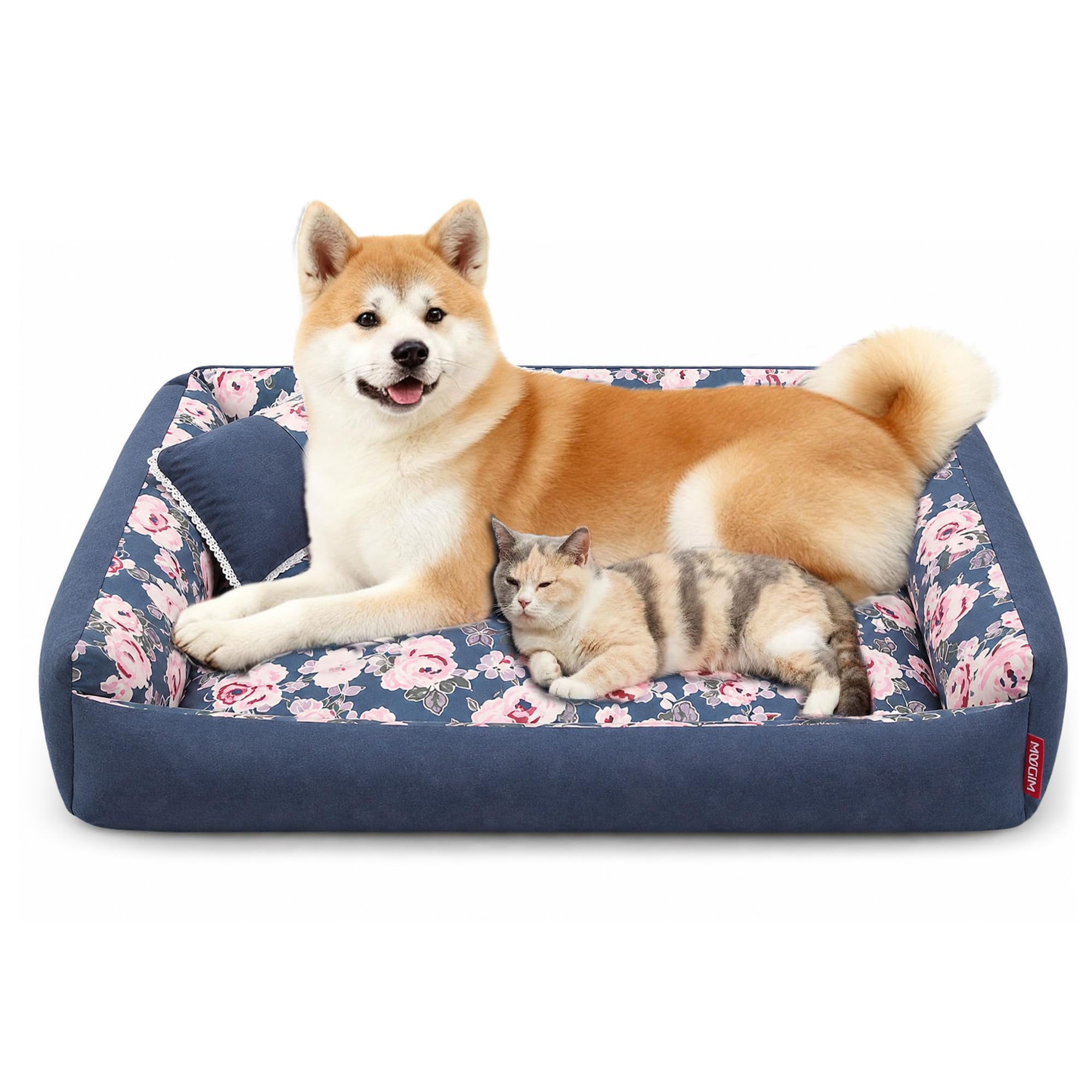 Amazon | MUGIM ペットベッド 犬猫兼用 日系花柄デザイン 取り外せる