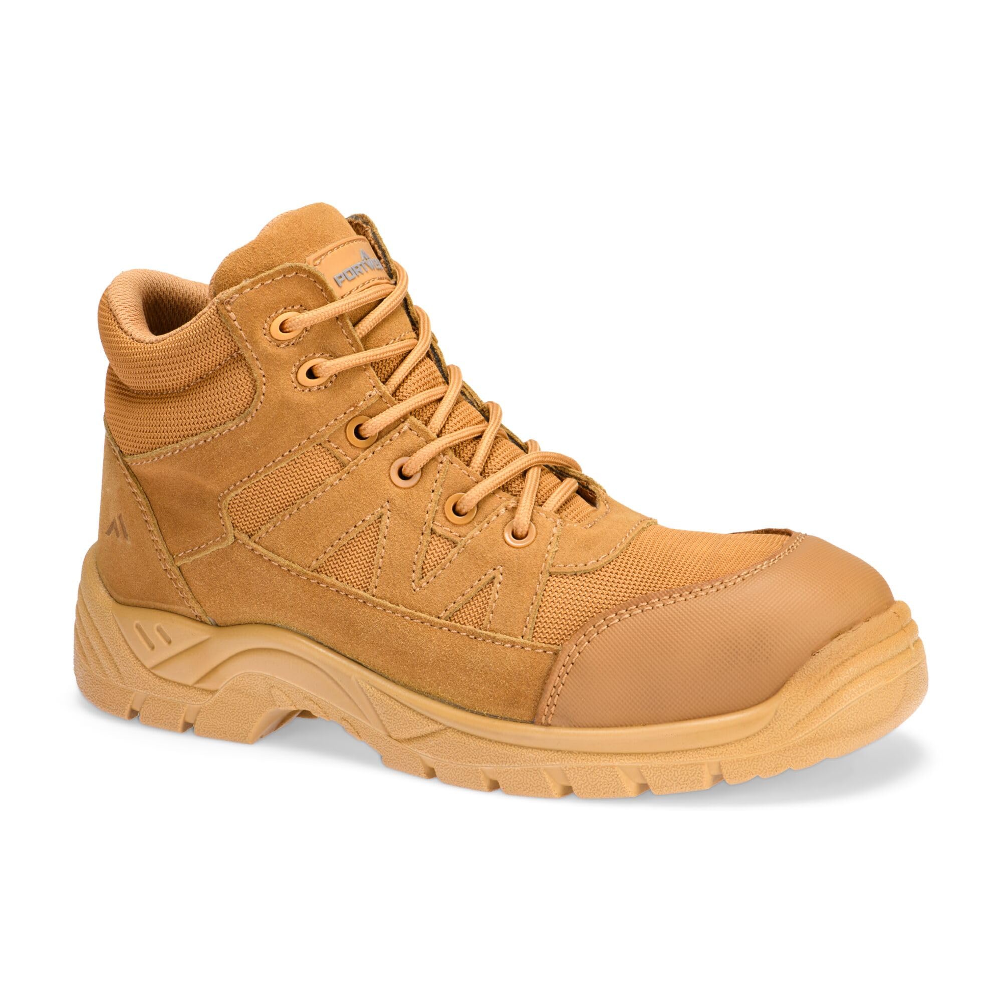 Portwest FC20 Composite Suede Ankle Boot S1PL TPU Scuff Cap Metal Free Lekkie opałowe Odporne na olej opałowy Antypoślizgowe Obuwie ochronne o podwójnej gęstości, Pszeniczny, 40 EU