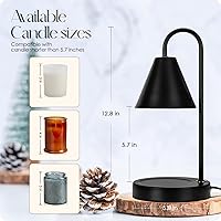 Vista 4 de Lámpara calentadora de velas, calentador eléctrico de velas con luz regulable, derretidor de cera perfumada, sin humo, compatible con varios