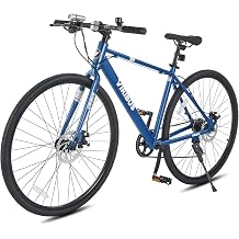 VIRIBUS Hybrid Bike for Adults, 28 Inch 700C Road Bicycle with Lightweight Aluminum Frame, 7 Speed City Commuter Bike for Men and Women, Vintage Style