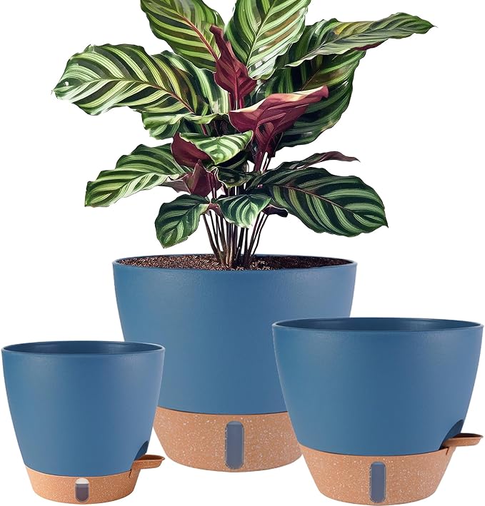 12/10/8 inch Plant Pots, Large Plastic Self Watering Planters with