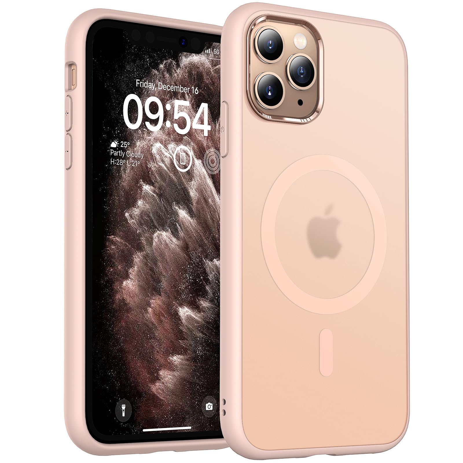 TOCOL Cover Magnetica per iPhone 11 Pro 5,8 Pollic, Compatibile con MagSafe, Custodia Antiurto Traslucida Opaca, Titanio Sabbia