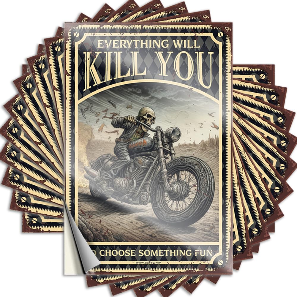 Skull Everything Will Kill You So Choose Something Fun Back Porch Decor Feminist - Funny Sticker Case Waterproof Decal(6X9CM)
