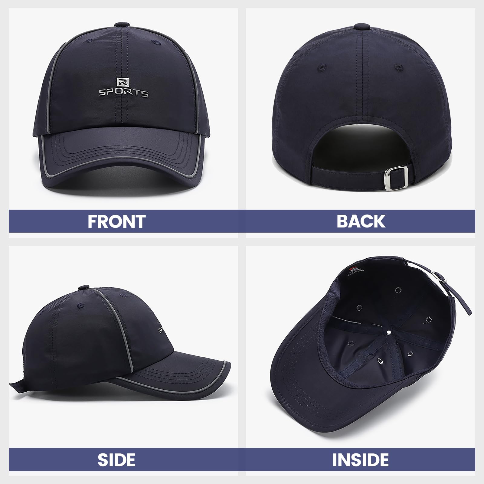 2 Packs Gorra de Béisbol Secado Rápido Hombre, Gorra de Béisbol Protección Solar Transpirable Resistente Al Sudor, Sombrero de Pesca Senderismo Plegable para Deportiva el Sol al Aire Libre - 3