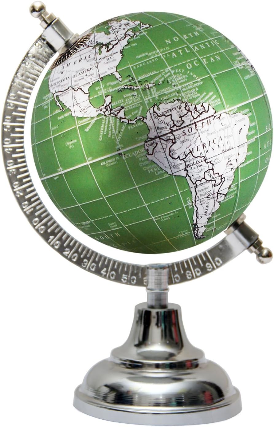 5 Inch Diameter Globe Indian Handmade Rotating Earth Green Decorative Gift