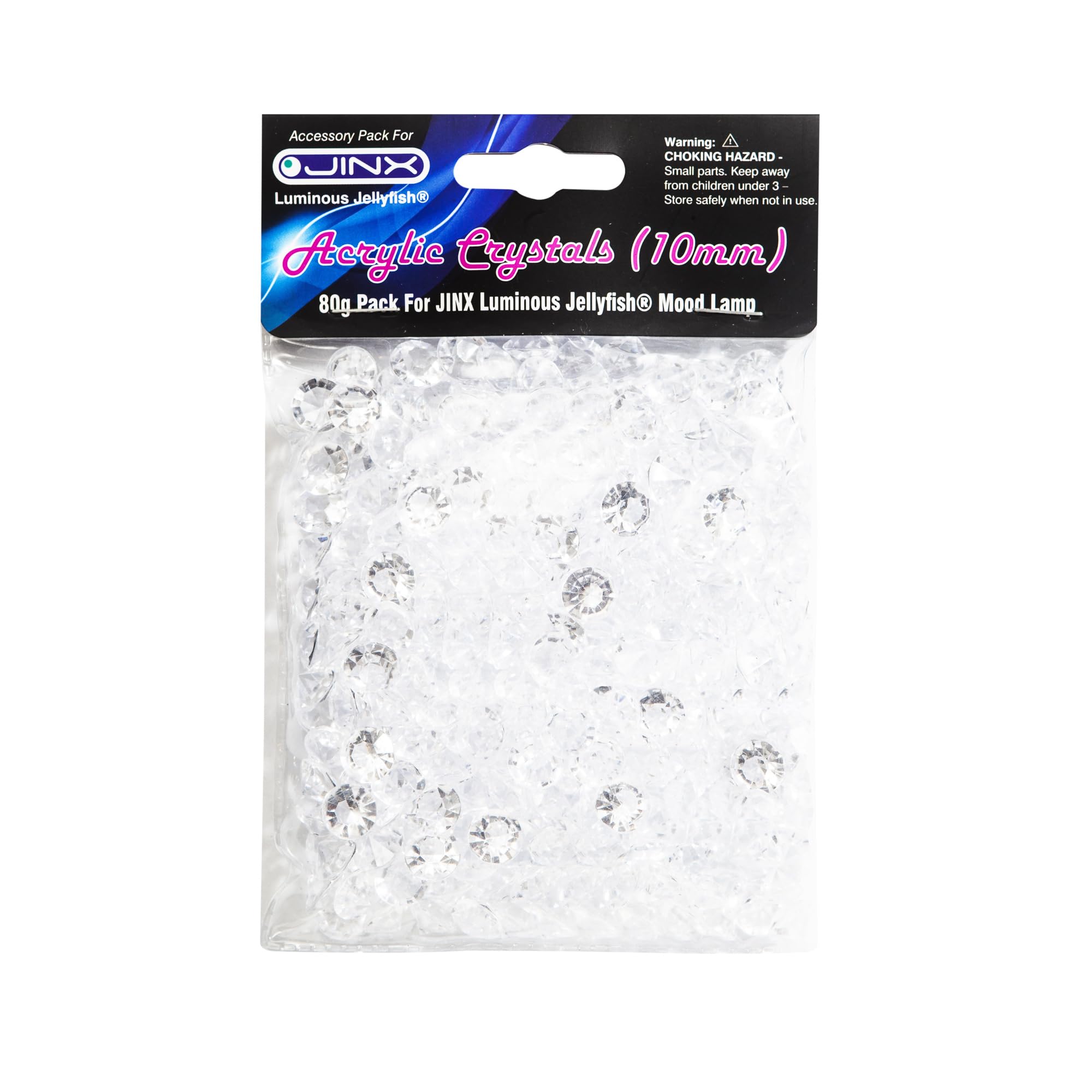 Jinx Luminous Jellyfish Multicolor Crystal Accessory Pack For Lamp– Clear 10Mm Acrylic Gems For Ocean-Themed Mood Lamp And Elegant Aquarium Decoration 80G (Pack Of 2)