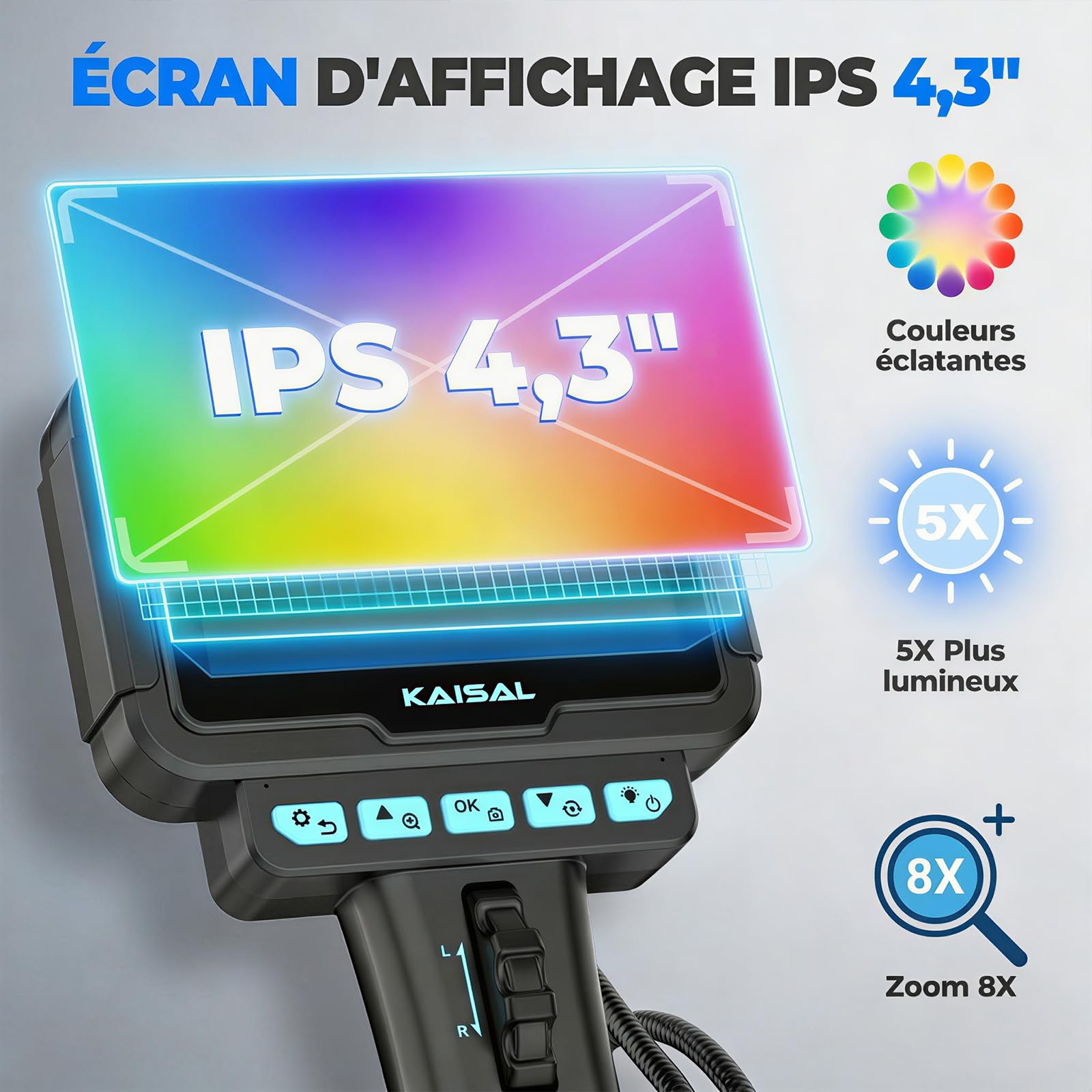 KAISAL Caméra Endoscopique,6.25mm Endoscope Camera Articulé Bidirectionnel