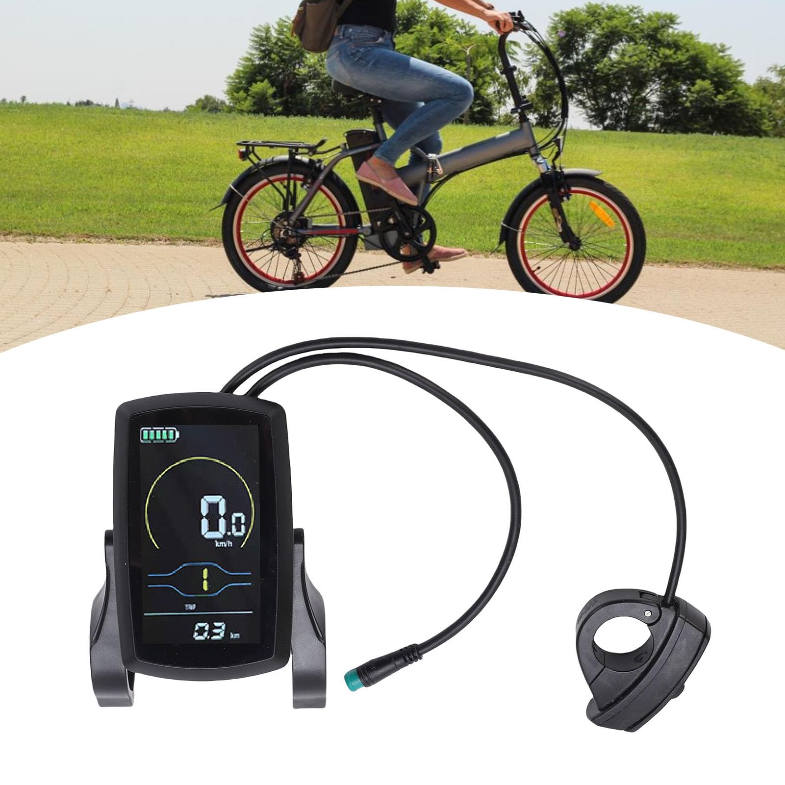 Tosuny Display LCD per Bici Elettrica, Computer per Bici Elettrica Universale Compatibile 36V 48V, Contachilometri Multifunzione con Livello di Servoassistenza per Bici da Strada di
