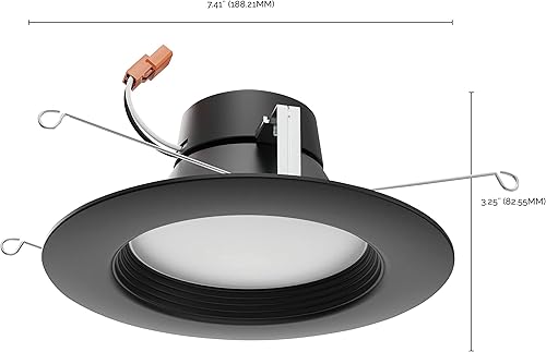 Miniatura 3 de Satco S1183508 ColorQuick LED Downlight Retrofit CCT Color -Selectable 2700K3000K3500K4000K5000K 5-6 pulgadas negro paquete de 8