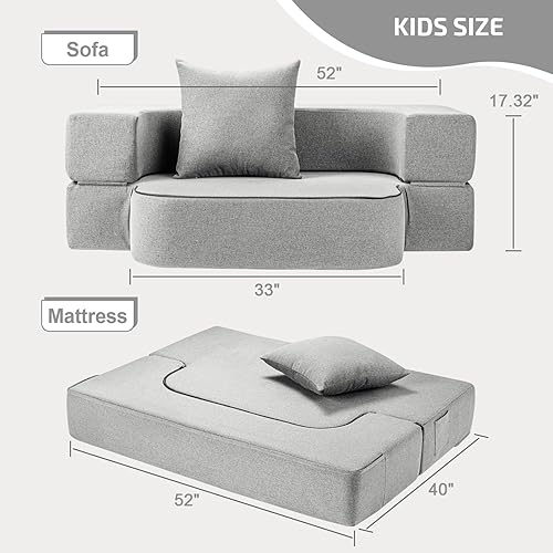 Miniatura 2 de Sofá cama convertible 2 en 1 con almohada, sofá plegable y colchón de cama, funda lavable y silla de espuma viscoelástica, tapete de juego para