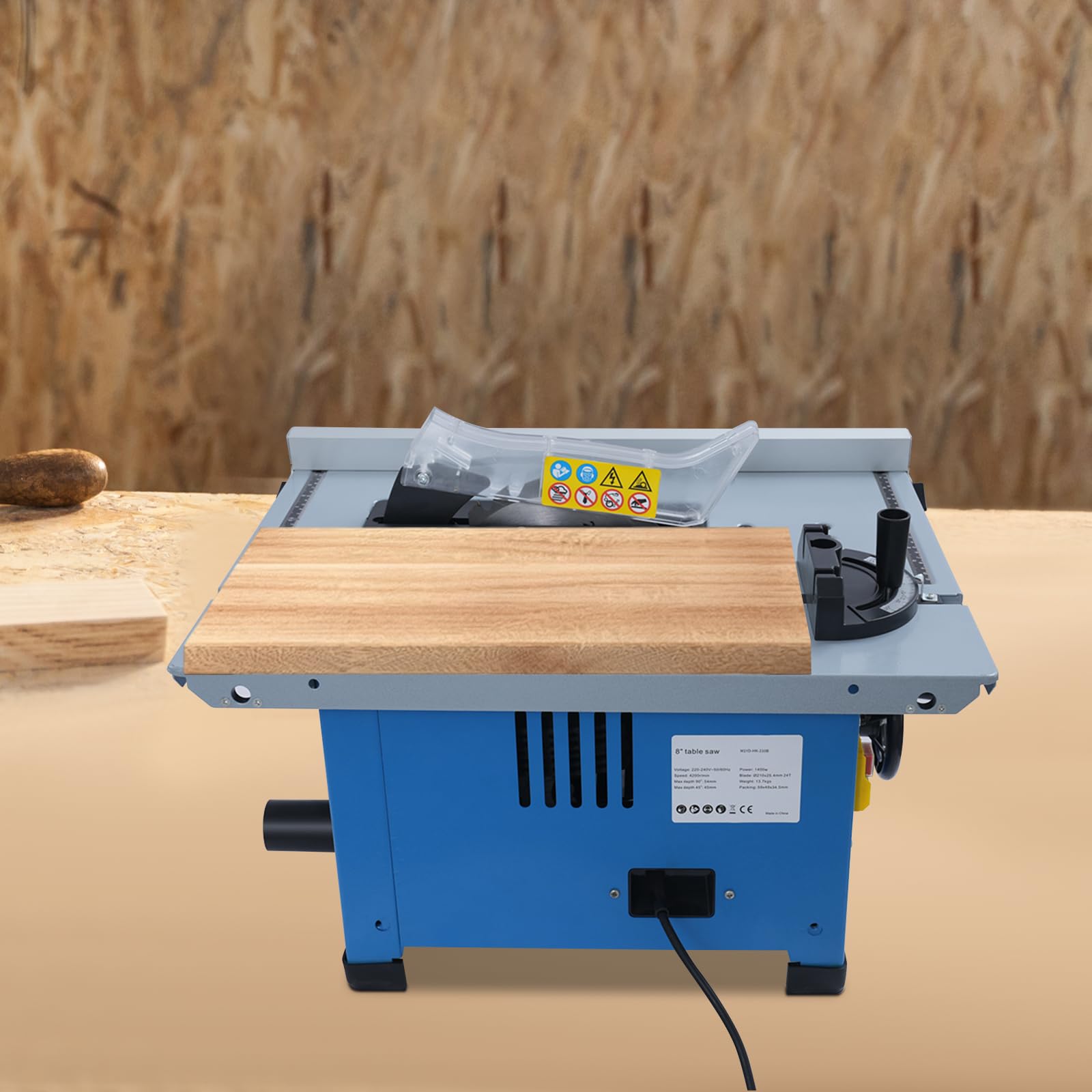 Sierra circular de mesa eléctrica, 1400 W, 220 V, con altura de corte de 36 mm, 4200 rpm, ángulo ajustable (0-45°) para carpintería, bricolaje y construcción de muebles