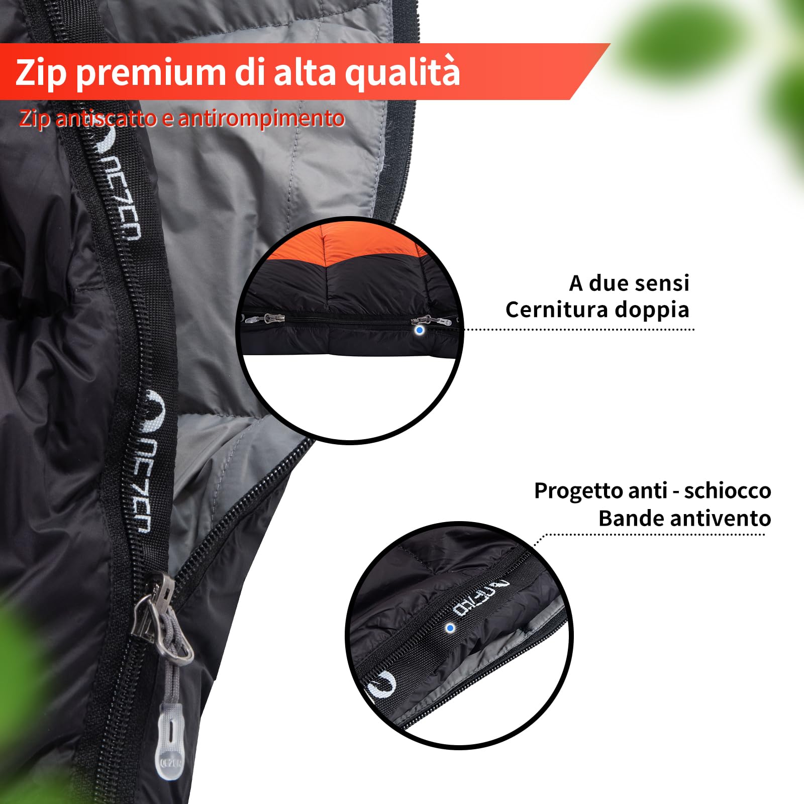 Sacco a pelo in piuma ultraleggero Sacco a Pelo per Adulti e Bambino 12°C a -8°C [1080g-2140g] per campeggio, escursioni e trekking, attività all'aperto 3~4 stagioni