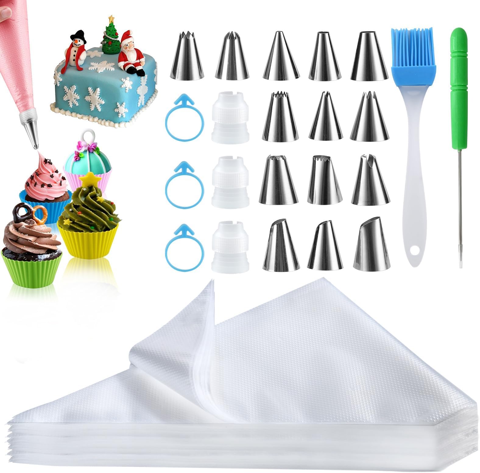 GZMAISULEE 122PCS Tipless Piping Bags Disposable Pastry Bag