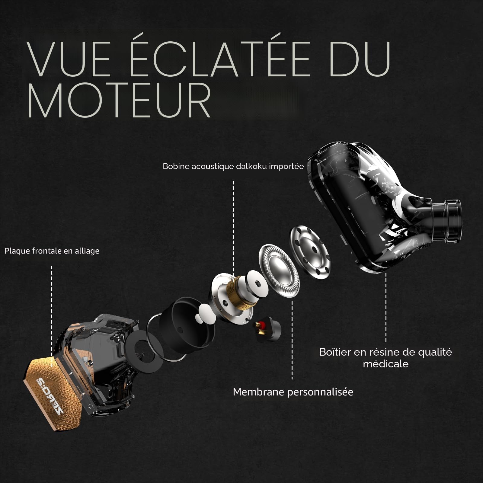 Linsoul 7Hz x Crinacle Zero:2 Écouteurs Intra-Auriculaires, Casque d'écouteur avec conducteur Dynamique de 10 mm, Moniteur Intra-auriculaire filaires de Jeu, avec câble IEM OFC(sans mic,Argent)