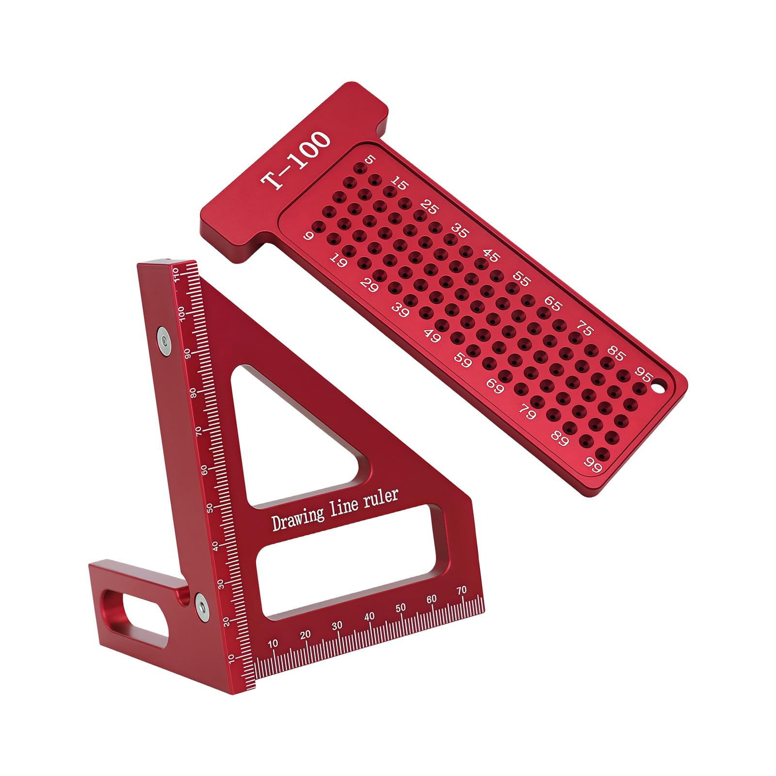 Multifunctional Aluminum Alloy Woodworking Ruler Triangular Scale T Hole Gauge Angle Measurement Layout Measurement Workshop Ruler