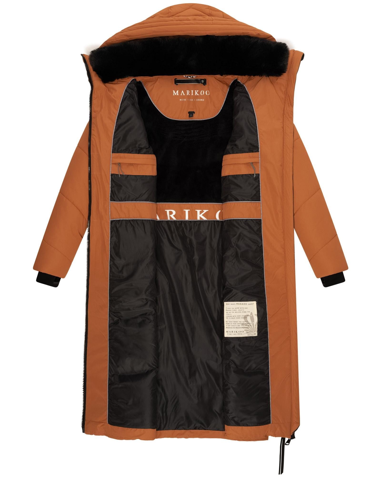 MARIKOO Giacca invernale da donna, parka lunga, trapuntata, B979