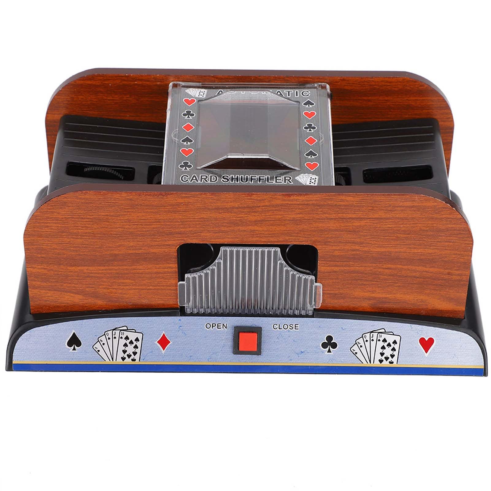 Bhdd Card Shufflers, Durable And Reliable Wood Electric Card Shuffler Quiet Automatic Battery Powered Playing Card Shuffler Machine, With Easy To Use, For Family Poker Games, 2 Deck Poker