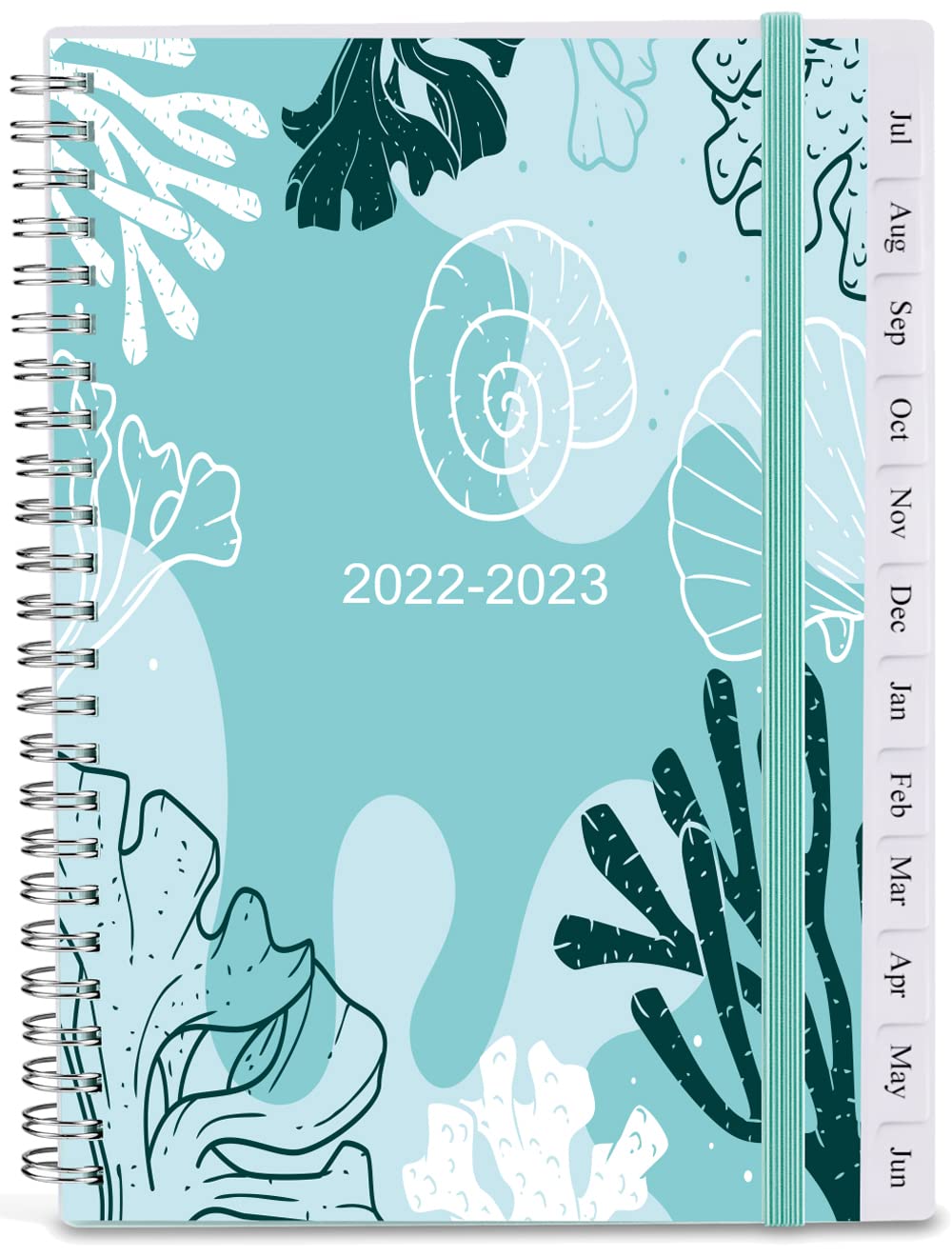 2022-2023 Diary, A5 Weekly Planner with Monthly Tabs, Back Pocket, Elastic Closure, Flexible Cover, Twin-Wire Binding, Easy to Organize Your Daily Life, 14.8×21cm, Conch