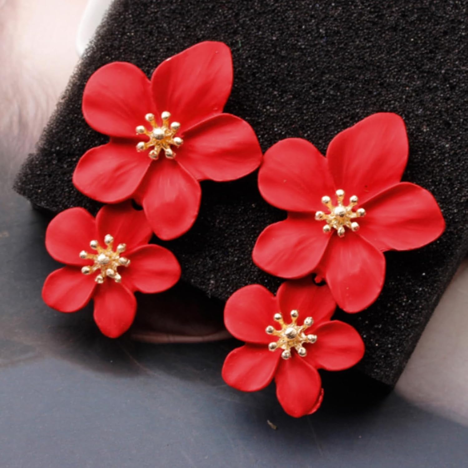 Flower Earrings Necklace Set Spring Flower Jewelry Big Statement Earrings Summer Vacation Charm Necklace Beach Vacation Essentials - Image 3