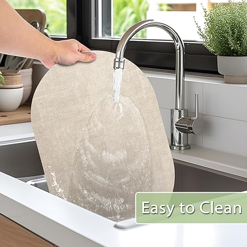 Miniatura 4 de Juego de 4 manteles individuales para mesa de comedor, antideslizantes, resistentes al calor, ovalados de cuero, de doble capa, impermeables,