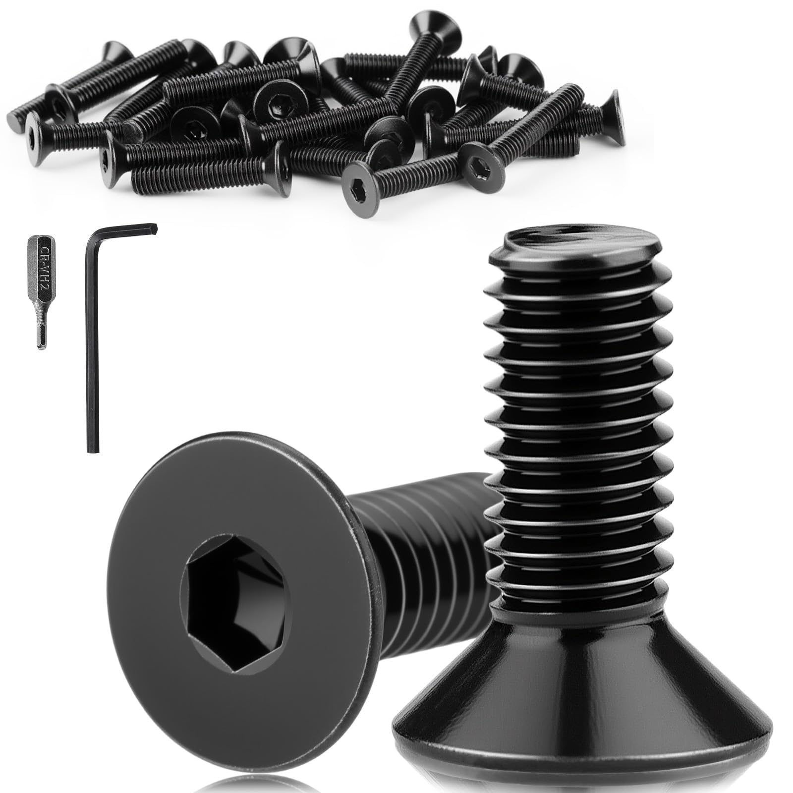 Mbsomnus 60 Pcs M3x6 mm Countersunk Head Screws Black Bolts Stainless Steel 304 Flat Head Hex Socket Cap Screws for Machine Furniture Repair
