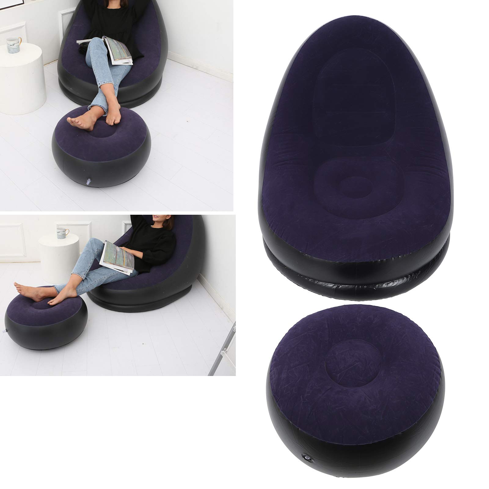 Inflatable Sofa, with Footstool Comfortable Soft Leisure Sofa, Skin Friendly for Living Room Bedroom Balcony Garden'-picture-30
