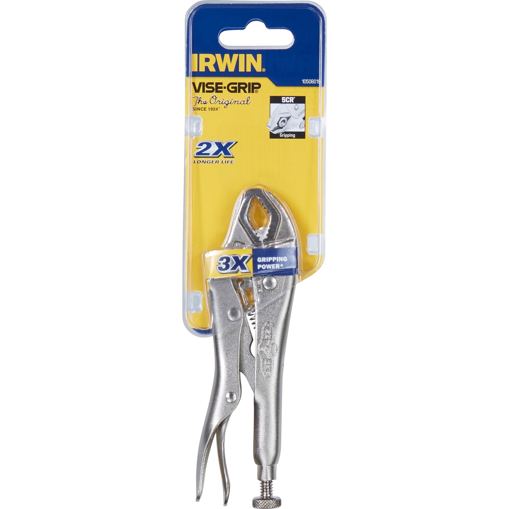 Irwin 10508019 Vise-Grip Original Pince-Etau avec Mâchoire Courbe, Argent, 125 mm