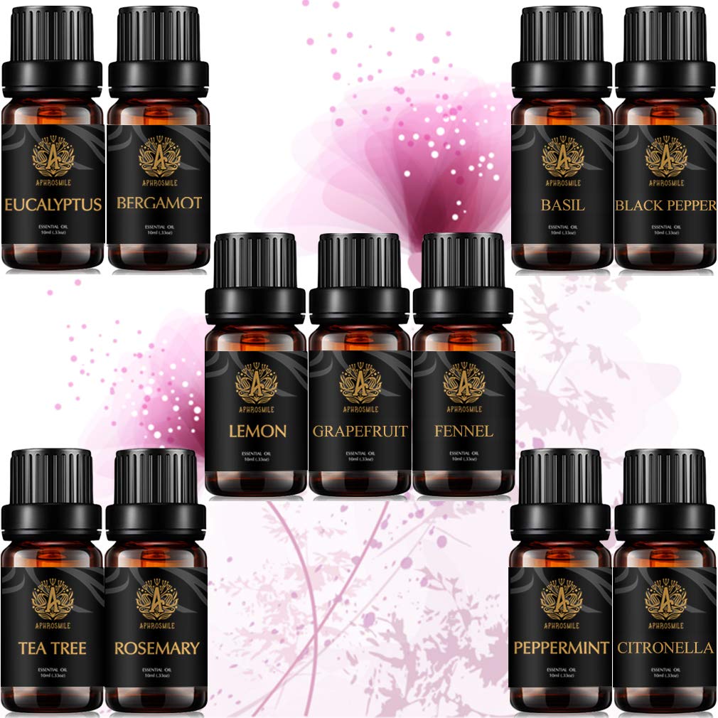 Aromatherapie ätherisches Öl-Set für Diffusor, 100% ätherische Öle, 7 x 10 ml, Premium ätherische Öle, Kamille, Geranie, Wacholderbeere, Lavendel, Kiefernnadeln, Rose, Thymian Öl