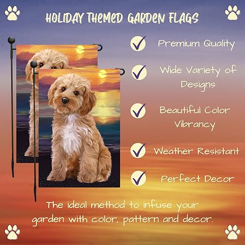 Miniatura 3 de Doggie of the Day GFLAG61906 - Banderas de jardín con diseño de cacapoo al aire libre, doble cara, para jardín, porche, césped, primavera, banderas