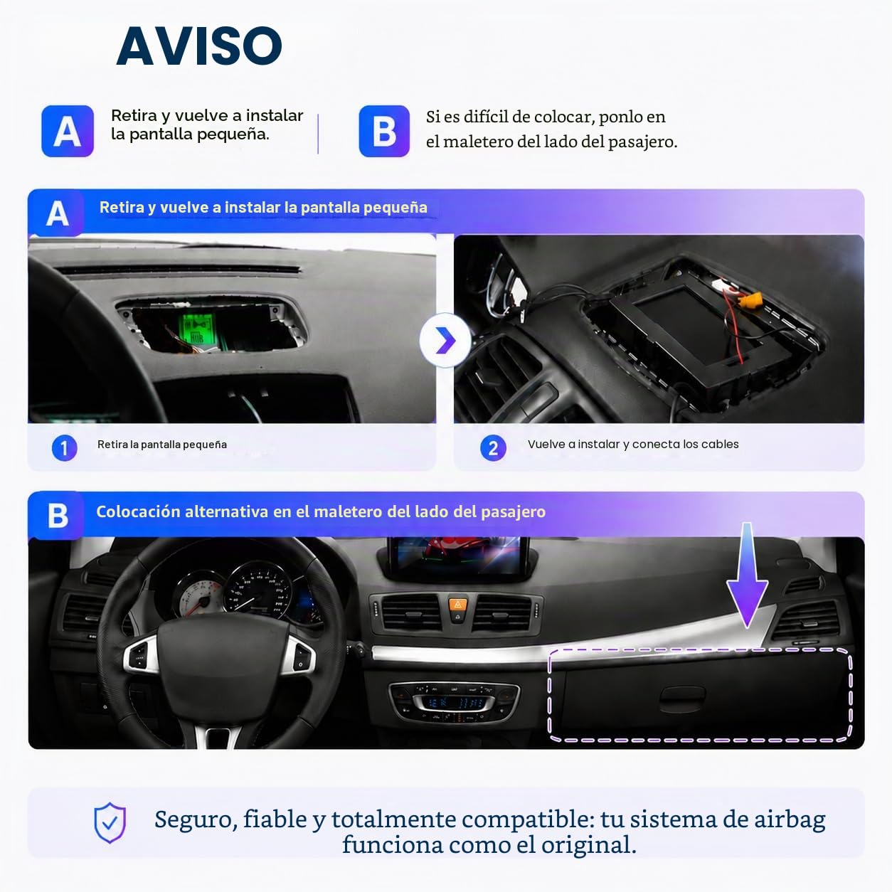 Pantalla carplay Renault Megane 3 2009-2014 con Android Auto y CarPlay Inalámbrico 9 Pantall Estéreo con FM/GPS Navegación/USB/Cámara Trasera/Reproductor Multimedia