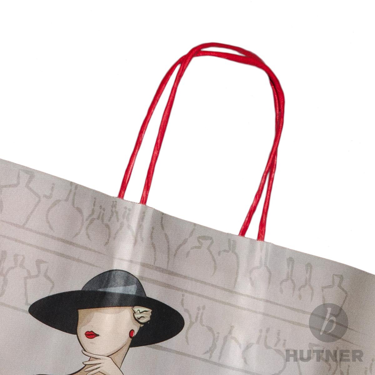 100 x Papiertüten Motiv: Elegance 32+17x44 cm | Papiertragetaschen mit Kordel | Kraftpapiertüten | Papiertaschen mittel | HUTNER