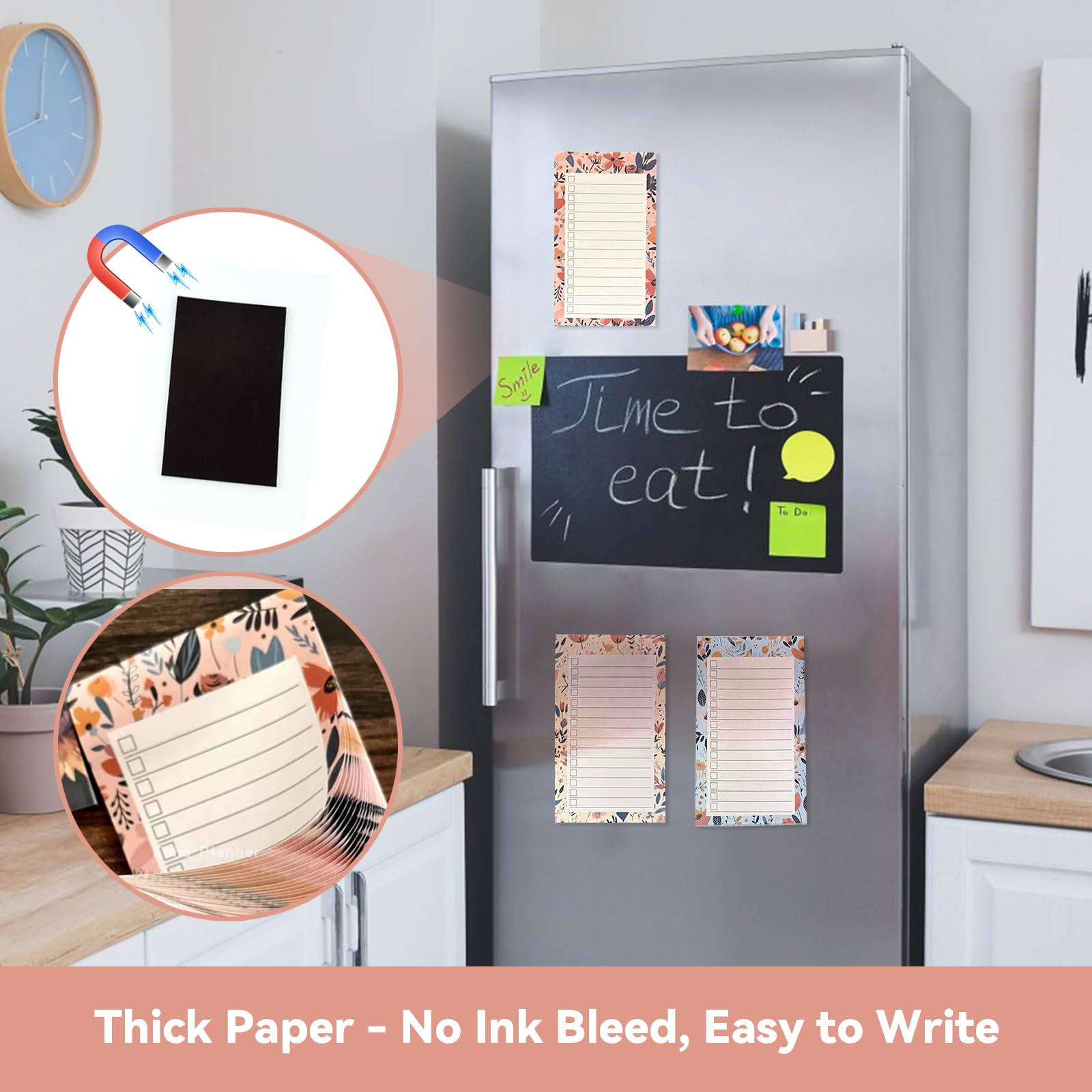 PEAPIN 3 Pack Magnetic Shopping List Pad for Fridge 90 Tear Off Sheets 89x150mm Notepad with Strong Magnet Backing - Image 4