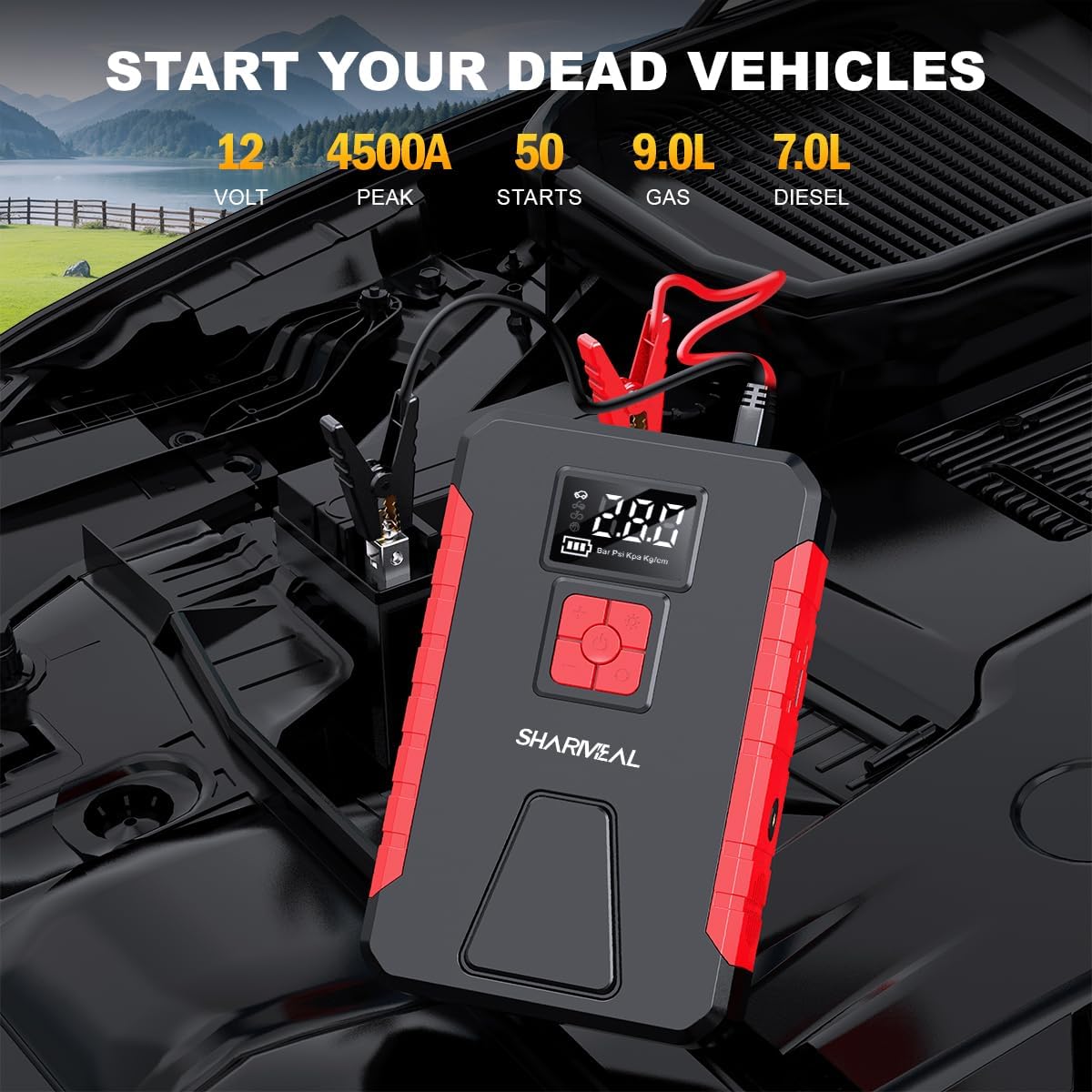 Jump starting a car with the Sharmeal device
