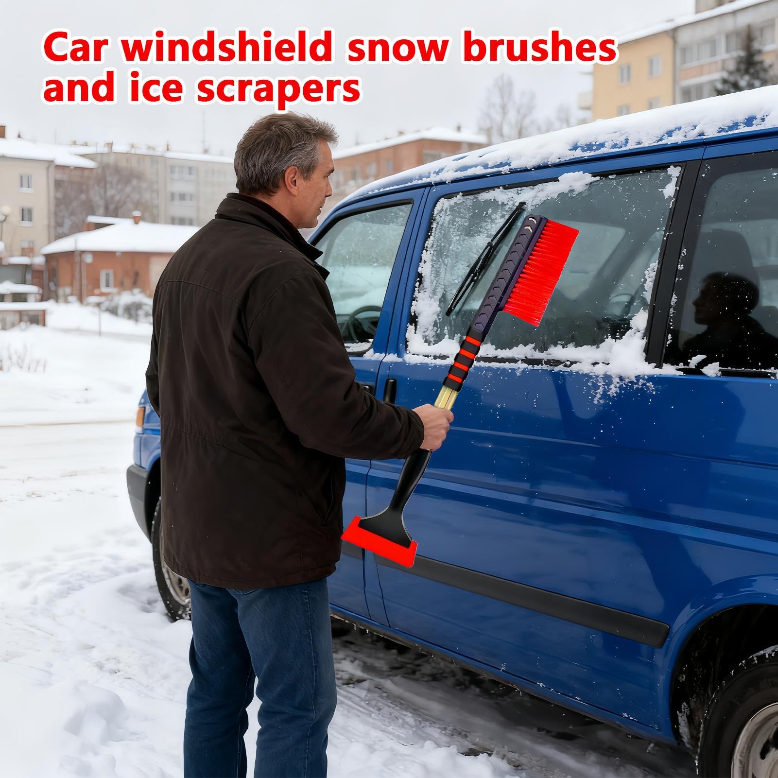 Spazzola da neve, manico ergonomico in schiuma, retrattile, per rimuovere il ghiaccio e la neve, per la rimozione dei dettagli, parabrezza, finestre, SUV, camion, berlina, inverno, freddo
