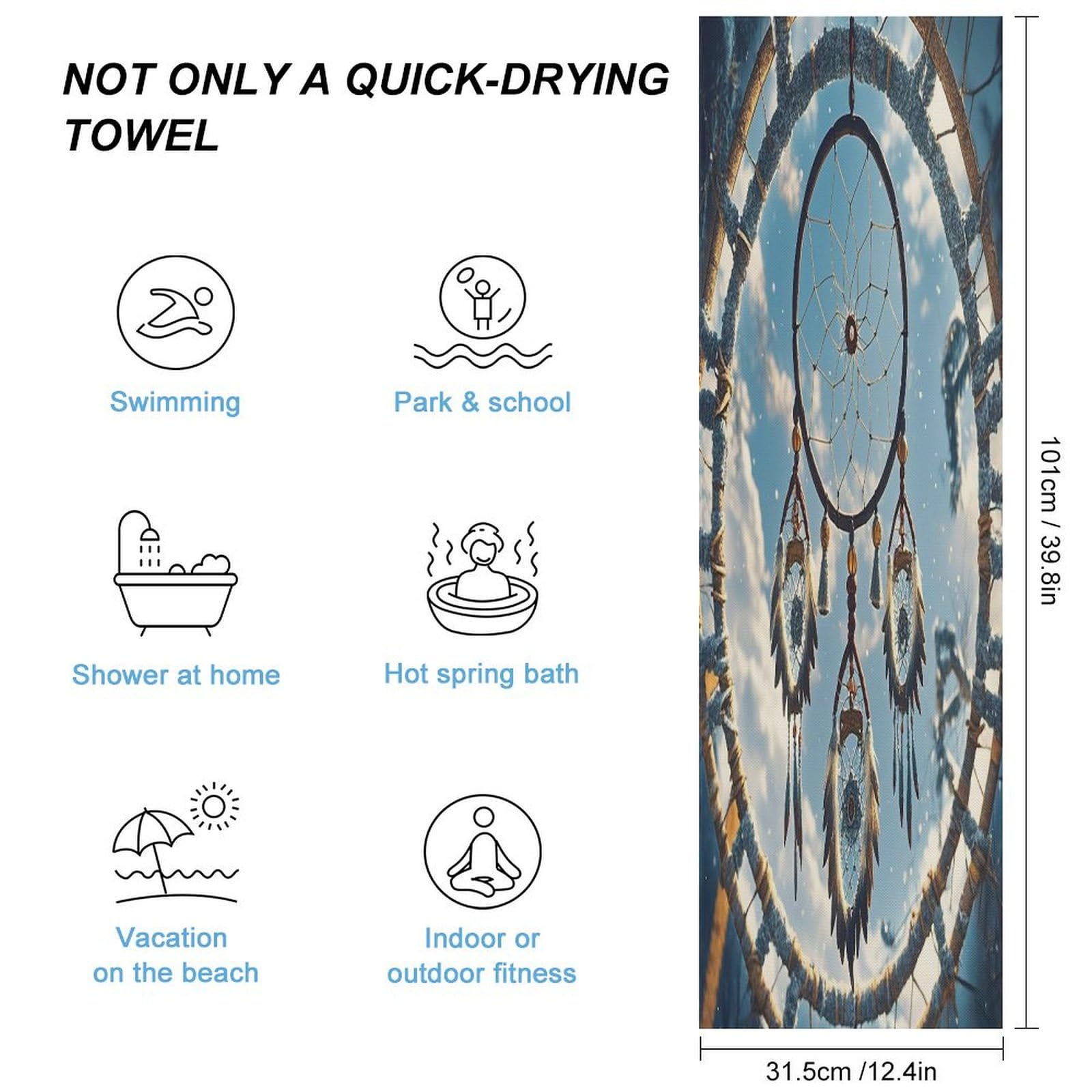 AQRJLPM Native American Dream Catcher Quick Dry Towel Cold Fabric Workout Sweat Towels Highly Absorbing Odor-Free Travel Towel for Hot Yoga Tennis Running Exercise Working Out Camping