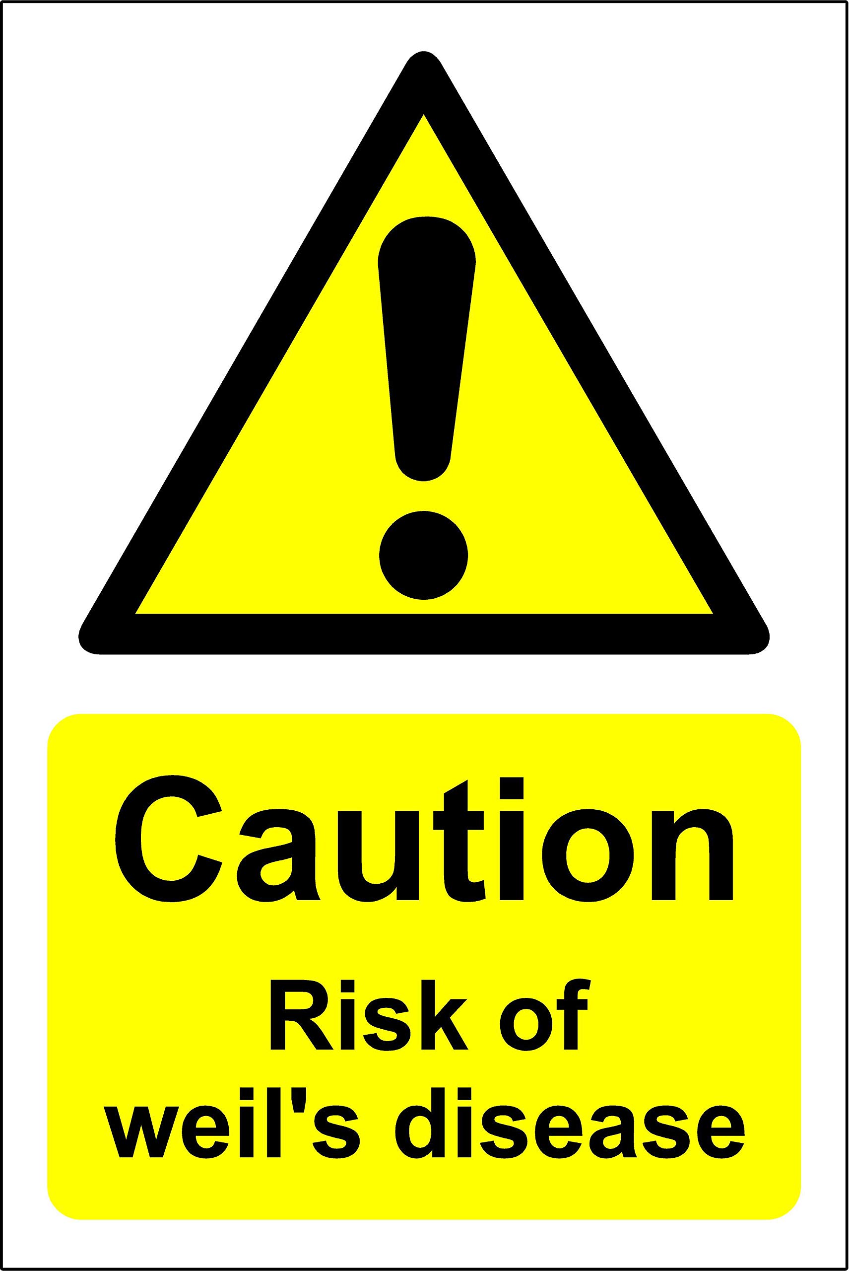 Kpcm Display Ltd Caution Risk Of Weil's Disease Warning Safety Sign - 1.2Mm Rigid Plastic 400Mm X 300Mm