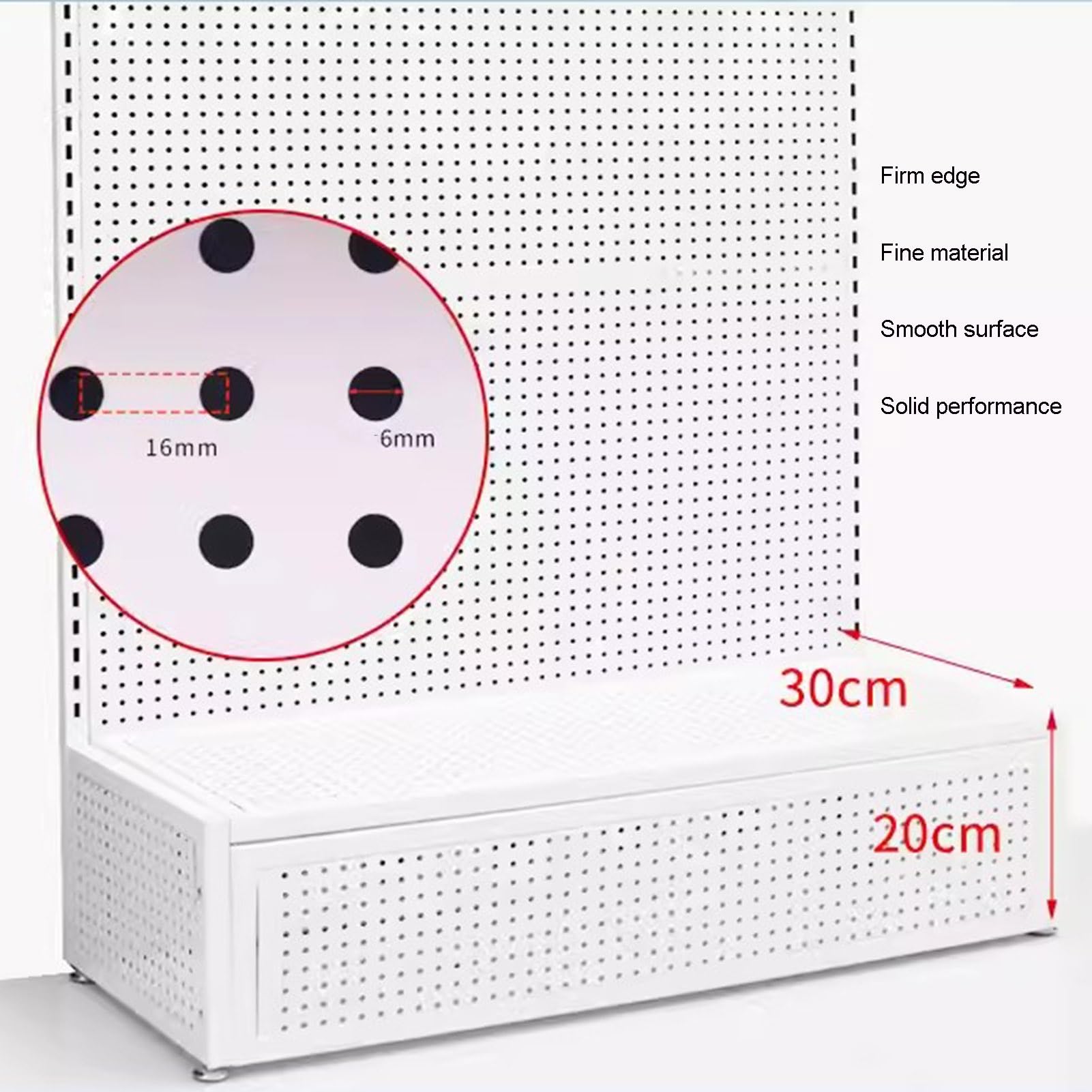 XILYZMO Panneaux Perforés en Métal, Métal Panneau Perforé Kit Rangement, avec Deux Supports Panneau Perforé Système Stockage, sur Pied Panneau Perforé Organisateur Contrôle (Couleur : White, Taille
