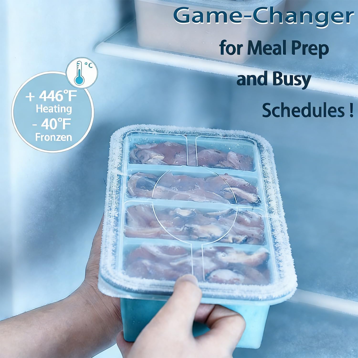 Meal Prep Contenitori, Vassoi In Silicone Per Alimenti Surgelati,Vassoio Per Congelatore In Silicone Extra Large,250 Ml, Ideali Per Preparare Pasti, Zuppe, Brodi, Salse E Cubetti Di Ghiaccio2PC (A)