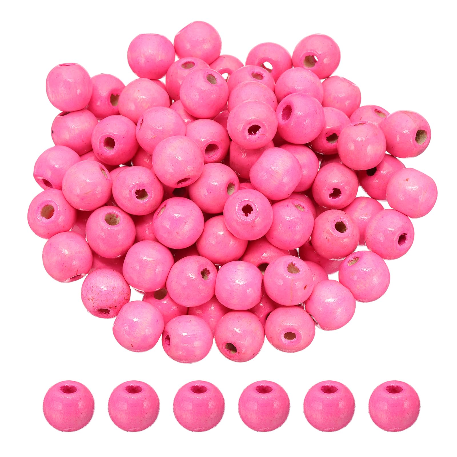 PATIKIL 14mm Wooden Beads for Craft Making 100 Pcs Round Beads Loose Spacer Beads for Macrame Jewelry Bracelet DIY Handmade Decor, Pink