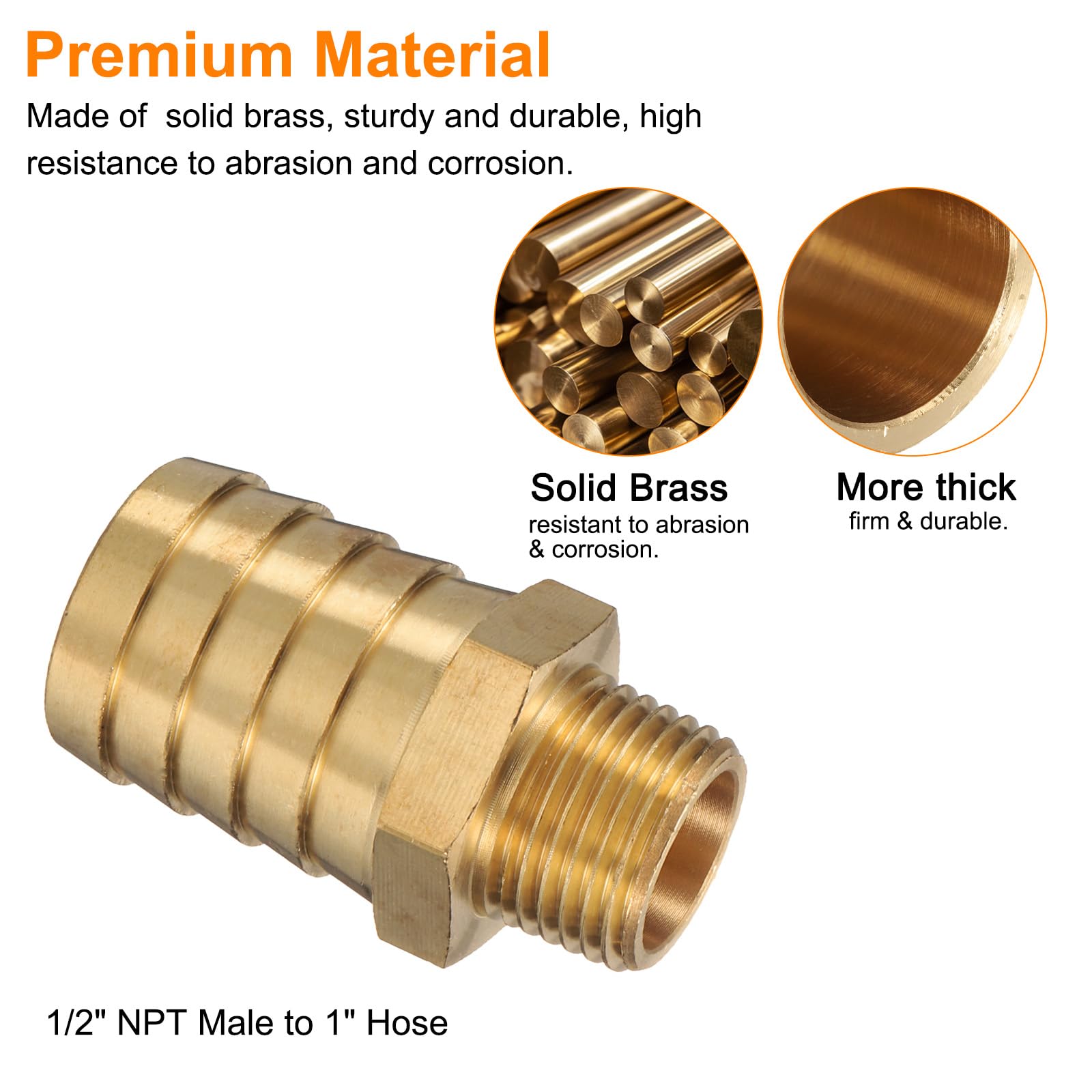 QUARKZMAN 8 Pezzi Raccordo A Punte in Ottone 1/2" NPT Maschio A 1" ID Tubo per Collegamento Diretto Torretta Filettato Costruzione Resistente