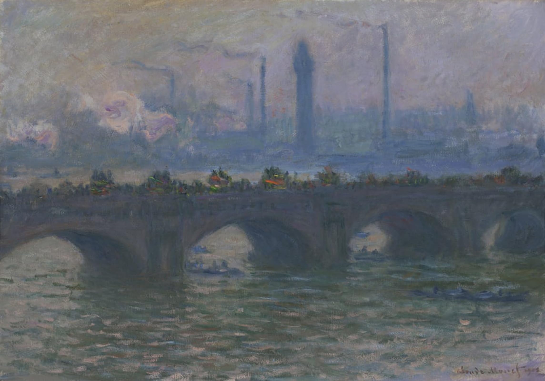 SERENDIPITP Vintage Wall Art Canvas Nordic Poster Canvas Print Picture Waterloo Bridge by Claude Monet Wall Art Poster for Home Decor 60x90cm