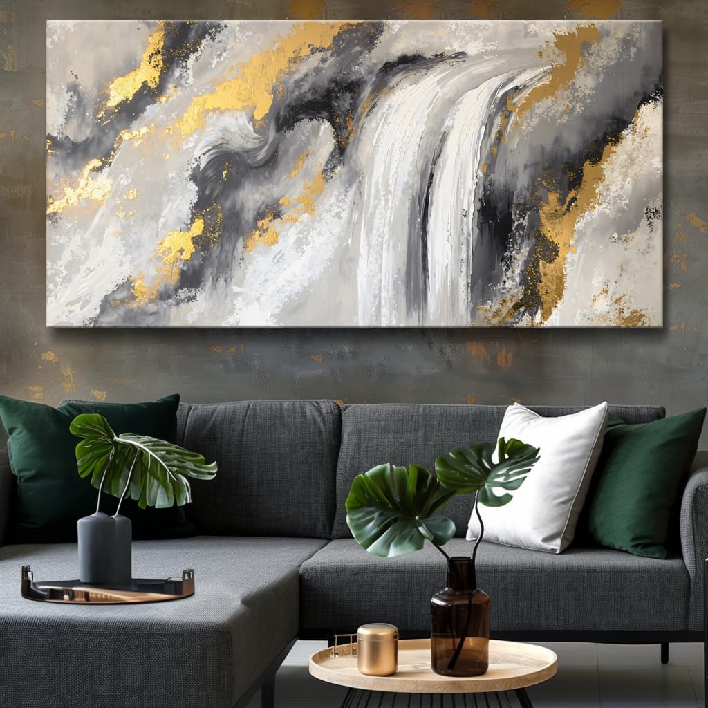 Large Abstract Waterfalls and Clouds Canvas Art Landscape Artwork Art Framed Canvas Print for Living Room, Bedroom, Dining Room, Home Office Modern Ready to Hang Home Decor - 30"x60"