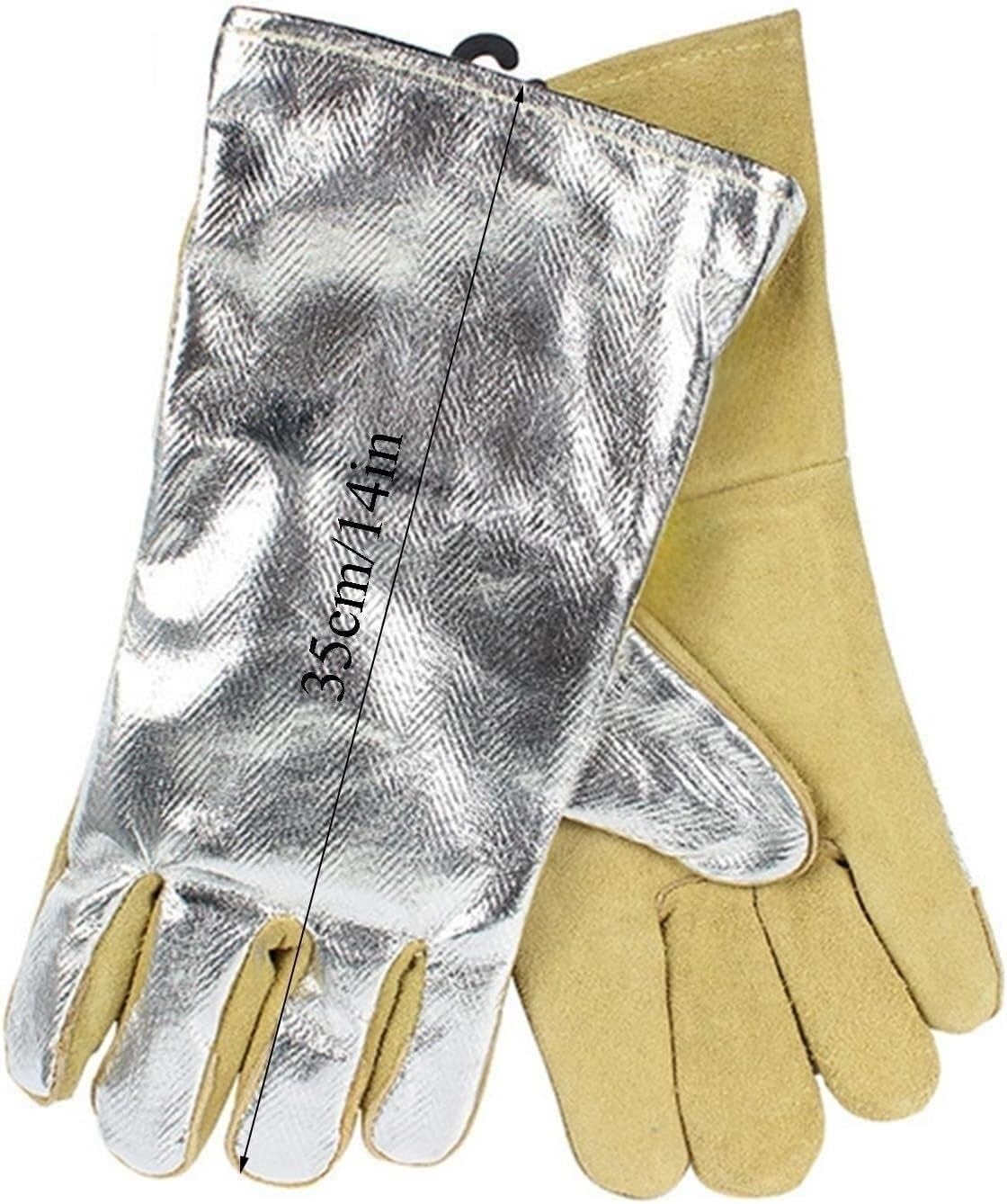 PiWine Gartenhandschuhe, schnittfeste Handschuhe, feuerfeste Handschuhe, 35,6 cm, aluminisierte Wärmedämm-Schweißhandschuhe, Schweißhandschuhe, Handschuhe for Metallurgie, Herd